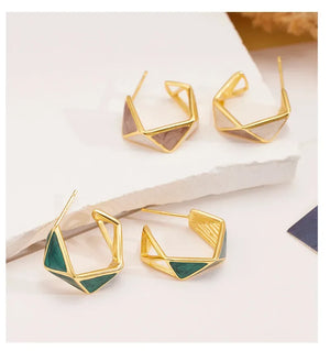 Geometric Loop Earrings | 18K Gold Plated - Miora