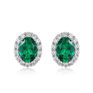 Emerald Halo Stud Earrings - Miora