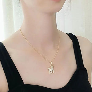 Crown Gold Plated Alphabet Pendant - Miora