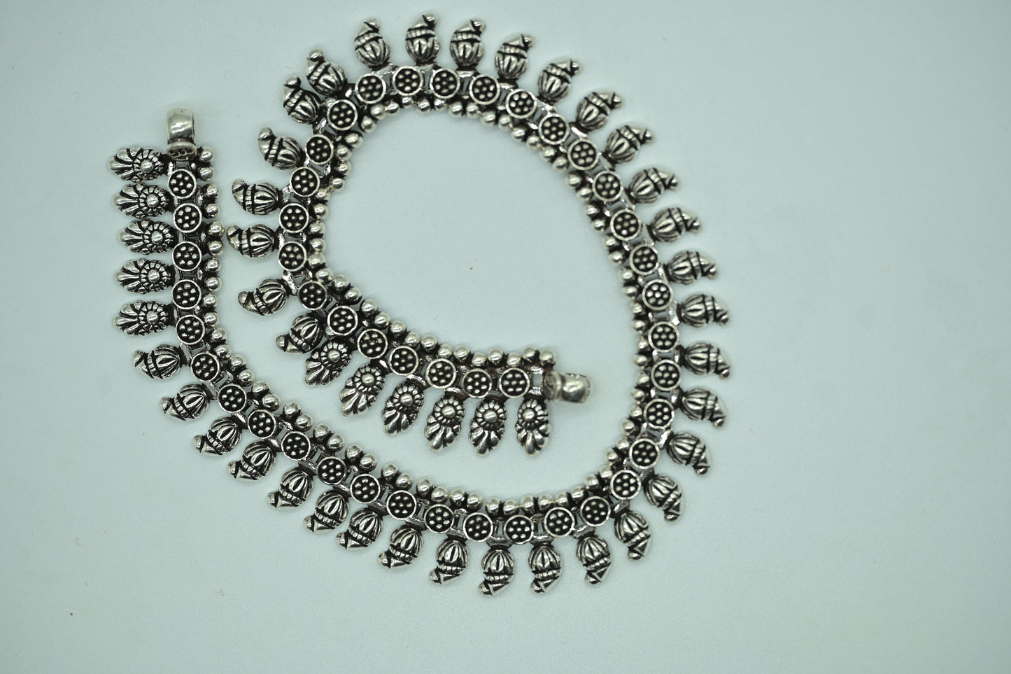 Sterling Silver Temple Design Antique Anklet