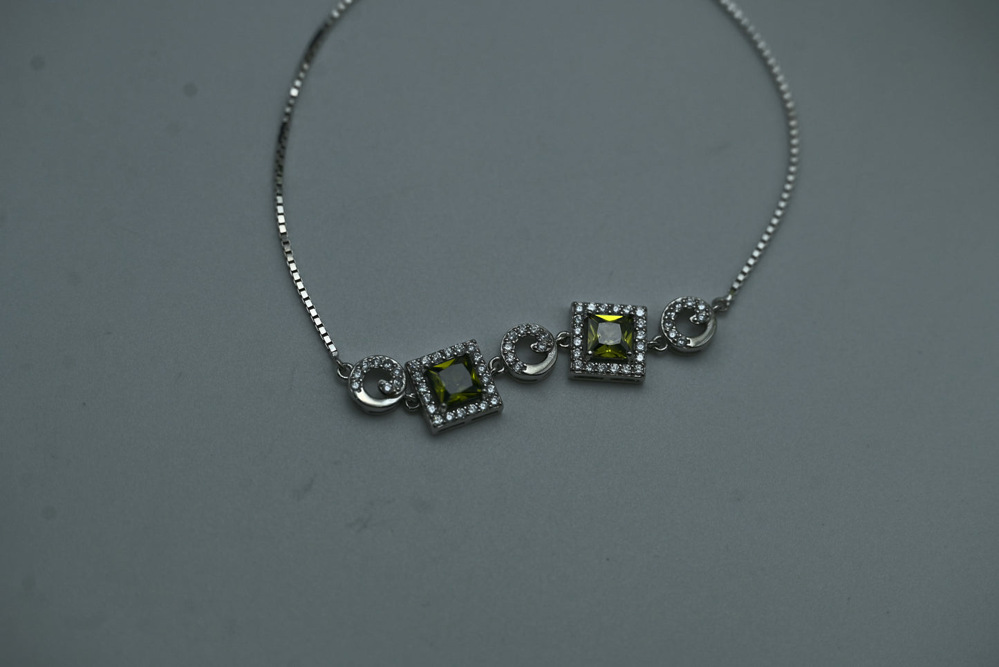 Silver Yellow Princess Cut Bracelet