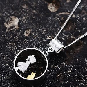 Cat & Girl Story Pendant - Miora