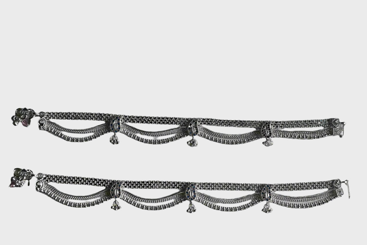 Sterling Silver Royal Peacock Charm Anklets