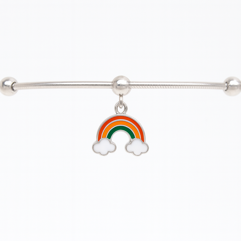 Sterling Silver 925 Rainbow Charm Anklet