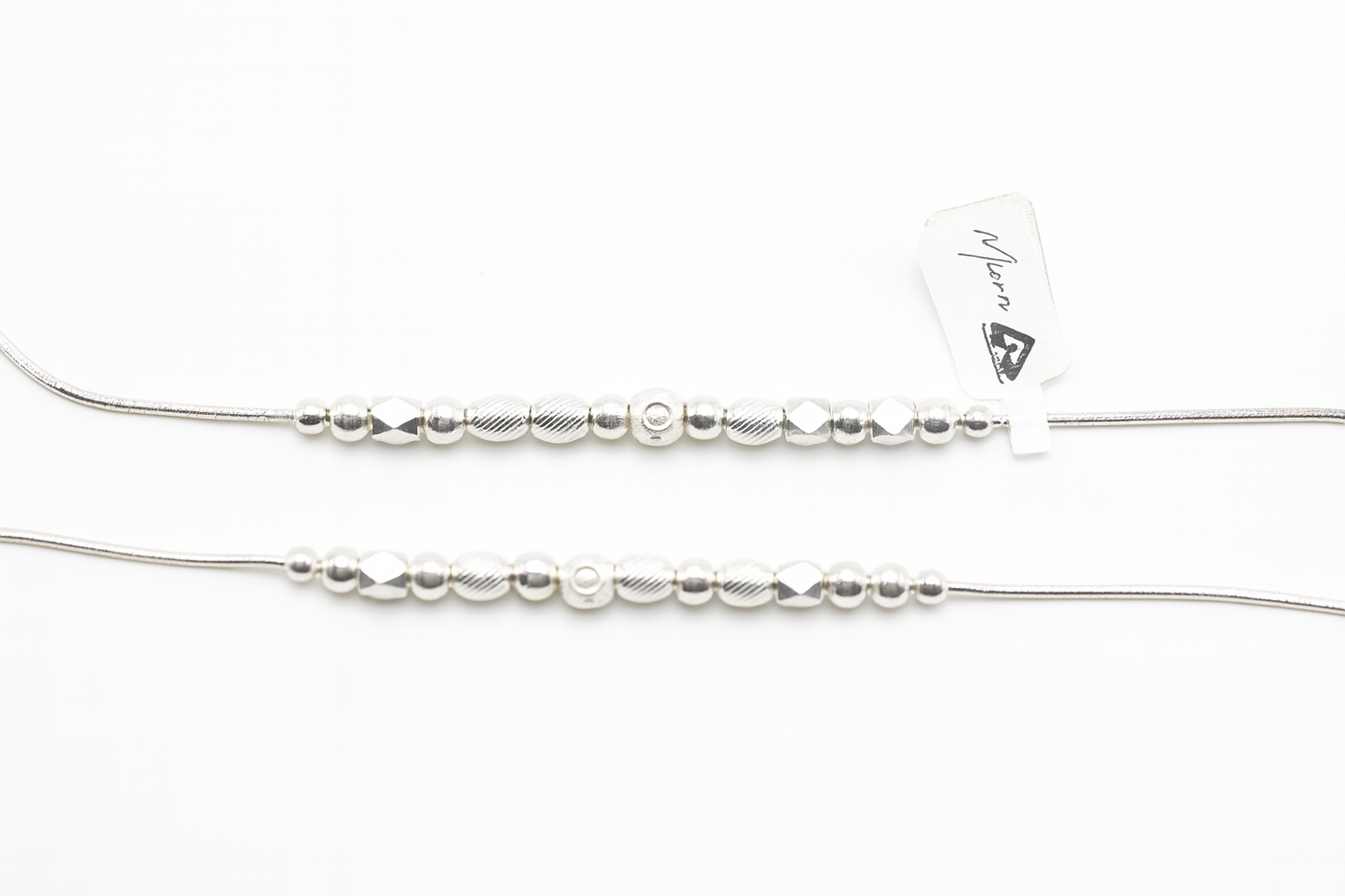 Sterling Silver 925 Diamond-Cut Beaded Anklet