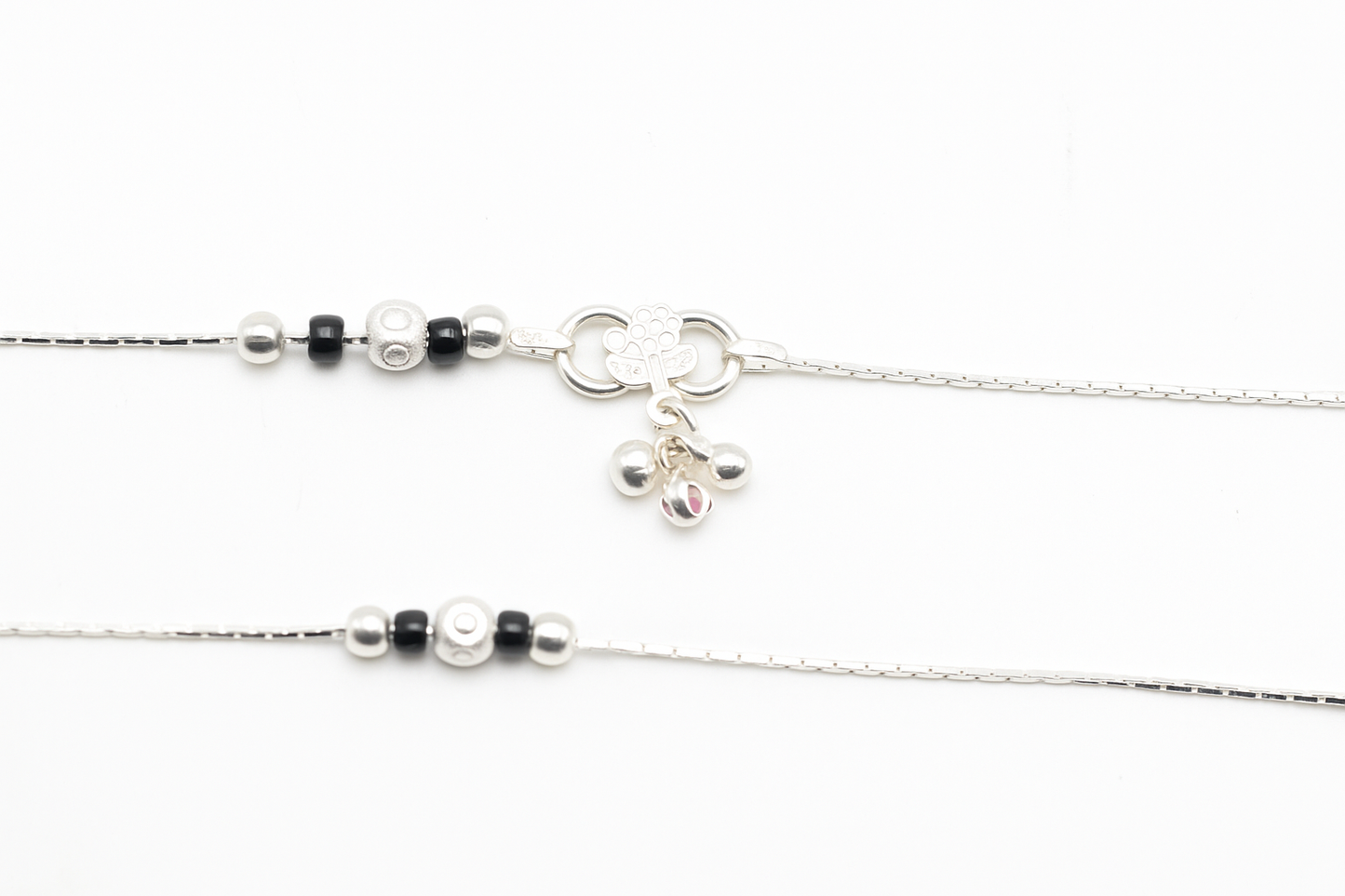 Sterling Silver 925 Black Bead Payal Anklet