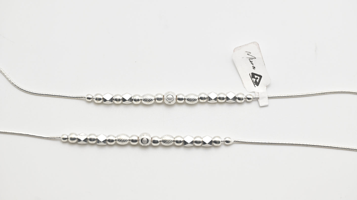 Sterling Silver 925 Beaded Anklets