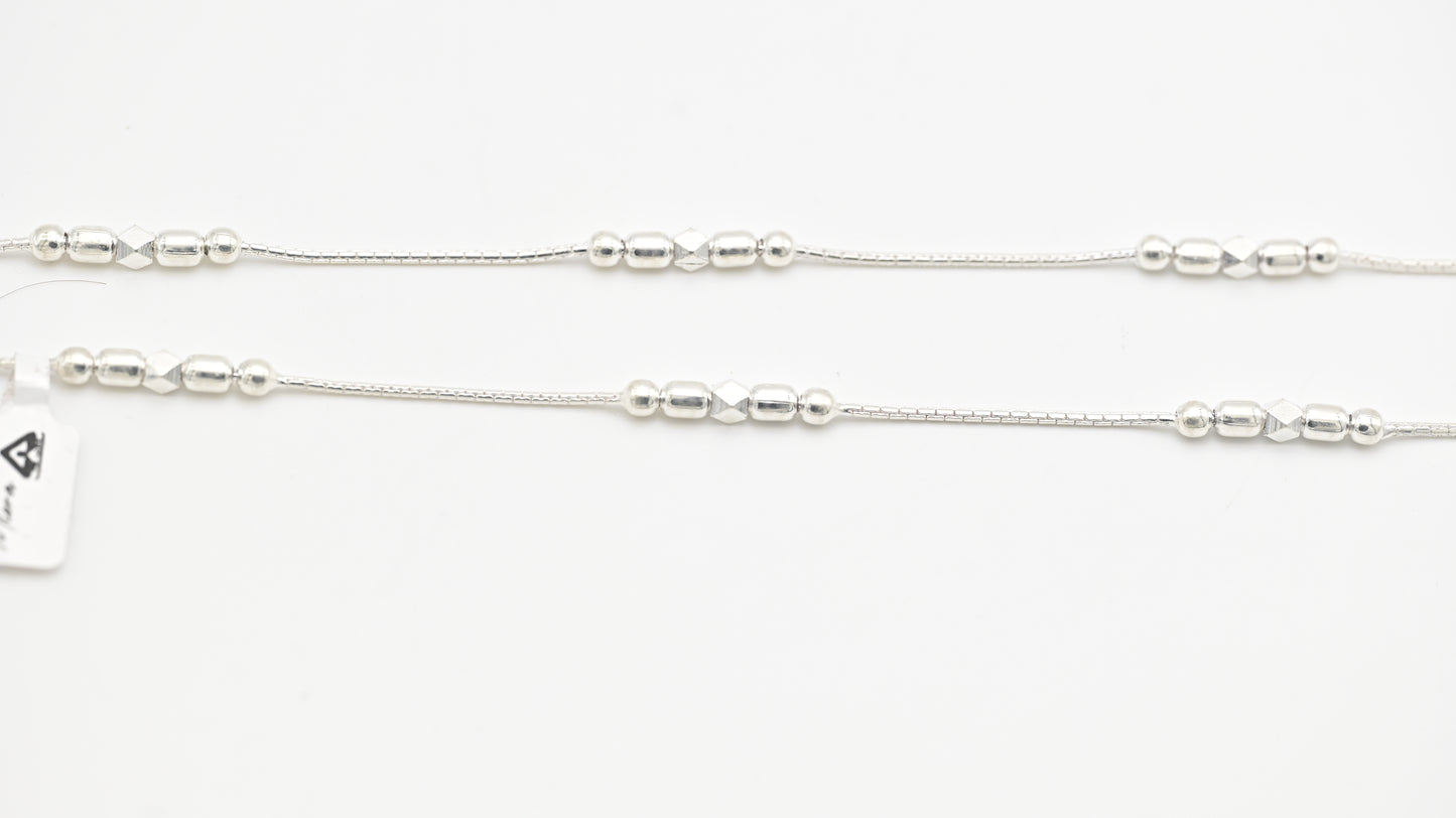Sterling Silver 925 Minimal Beaded Anklet