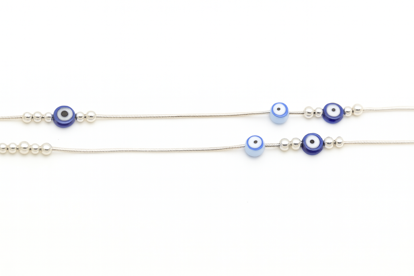 Sterling Silver 925 Blue Evil Eye Beads Anklet