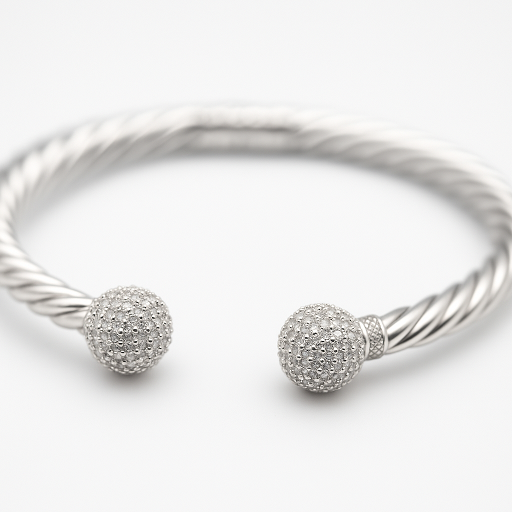 Crystal Ball Cable Cuff Bracelet