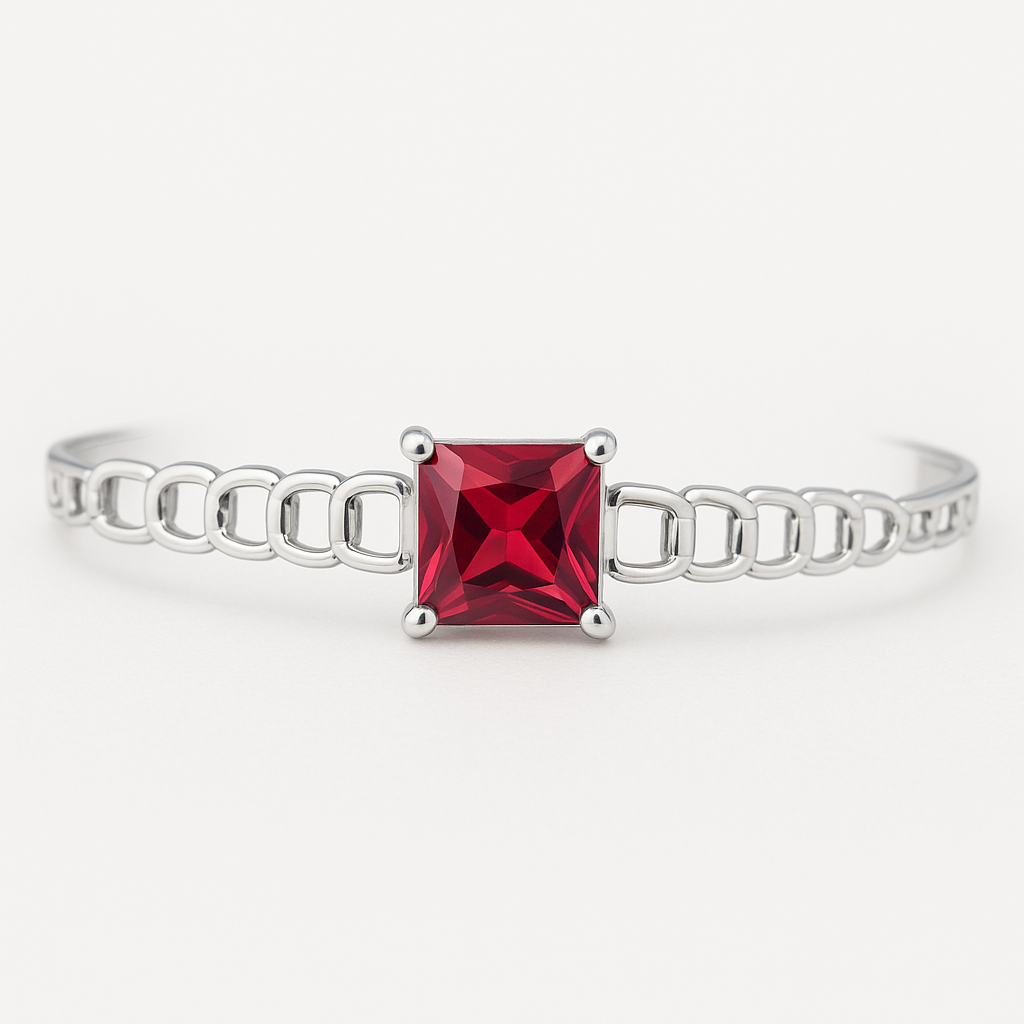 Red Gem Chain Cuff Bracelet