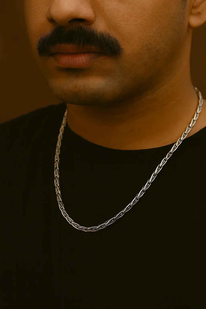 Oxidized Tribal Pattern Chain Necklace | Sterling Silver
