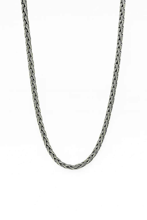 Oxidized Woven Chain Necklace | Bold Braided Design | Sterling Silver