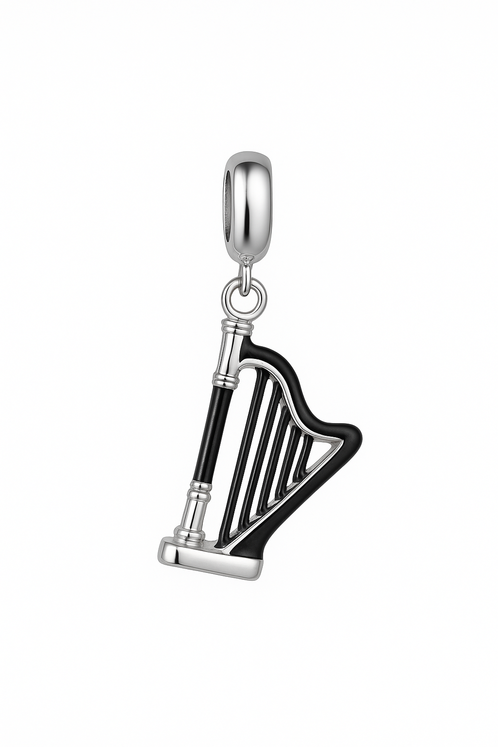 Harp Charm | Black & Silver Enamel | Tiny Treasures Collection