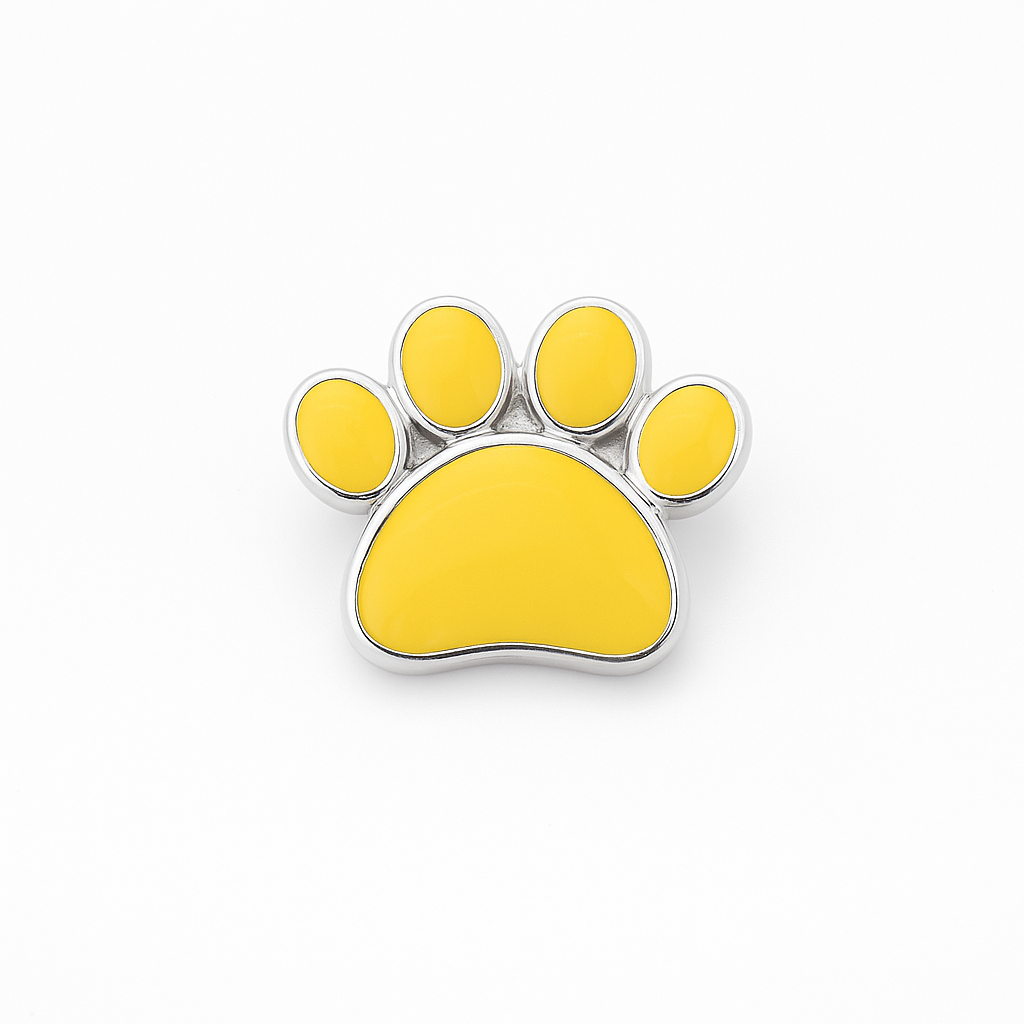 Yellow Paw Print Charm | Silver Finish & Glossy Enamel | Magic Minis Collection