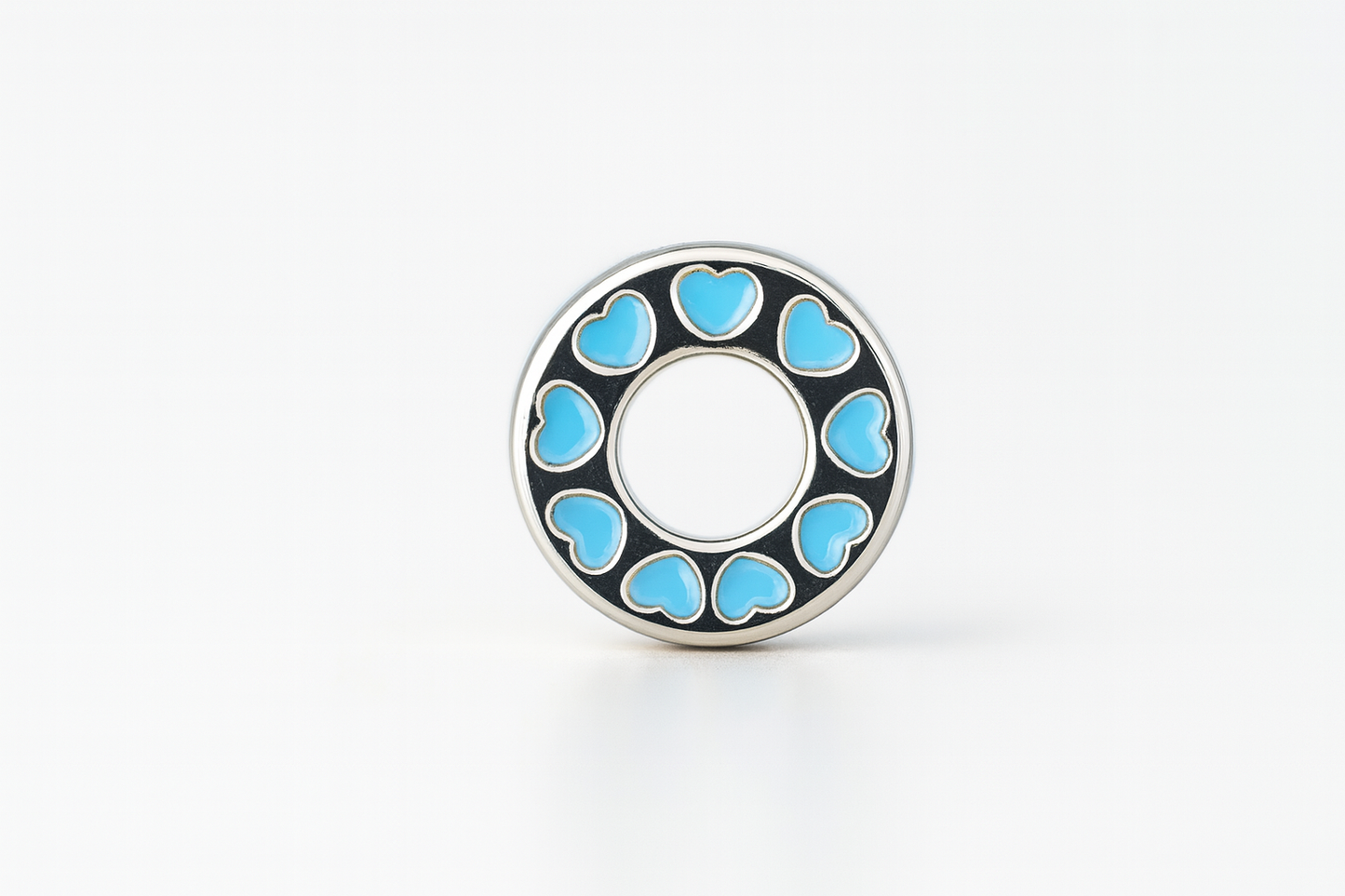 Blue Heart Circle Charm | Silver Finish & Enamel Accents | Magic Minis Collection