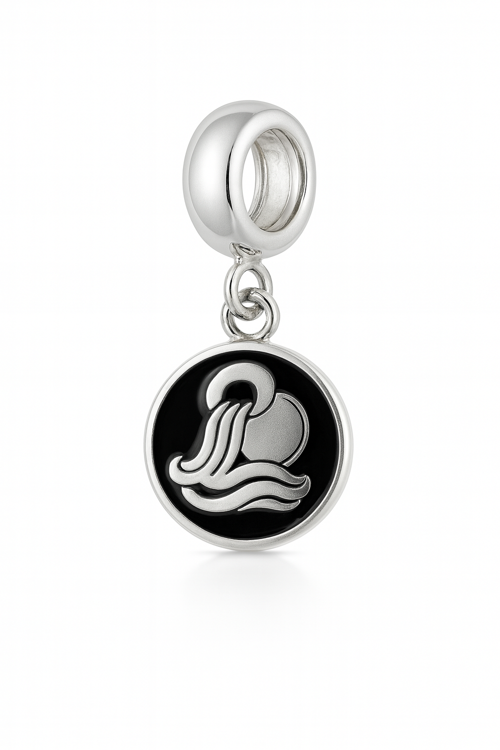 Aquarius Zodiac Charm | Silver Finish with Black/Blue Enamel | Peekaboo Protect Collection