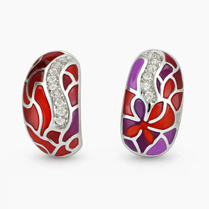 Pink Enamel Mosaic Hoop Earrings - Miora