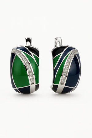 Green Enamel Wave Earrings - Miora