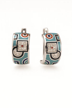 Enamel Geometric Earrings - Miora