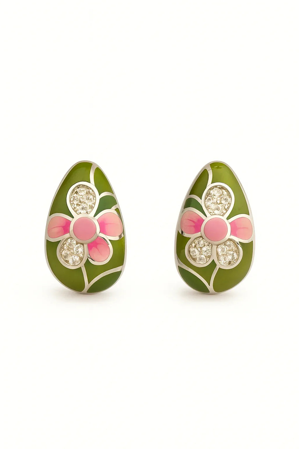 Enamel Floral Earrings - Miora