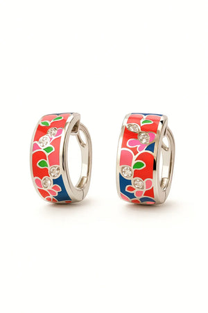 Red-Purple Enamel Floral Earrings - Miora