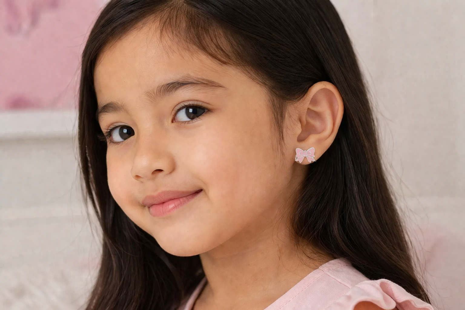 Pink Bow Stud Earrings - Miora