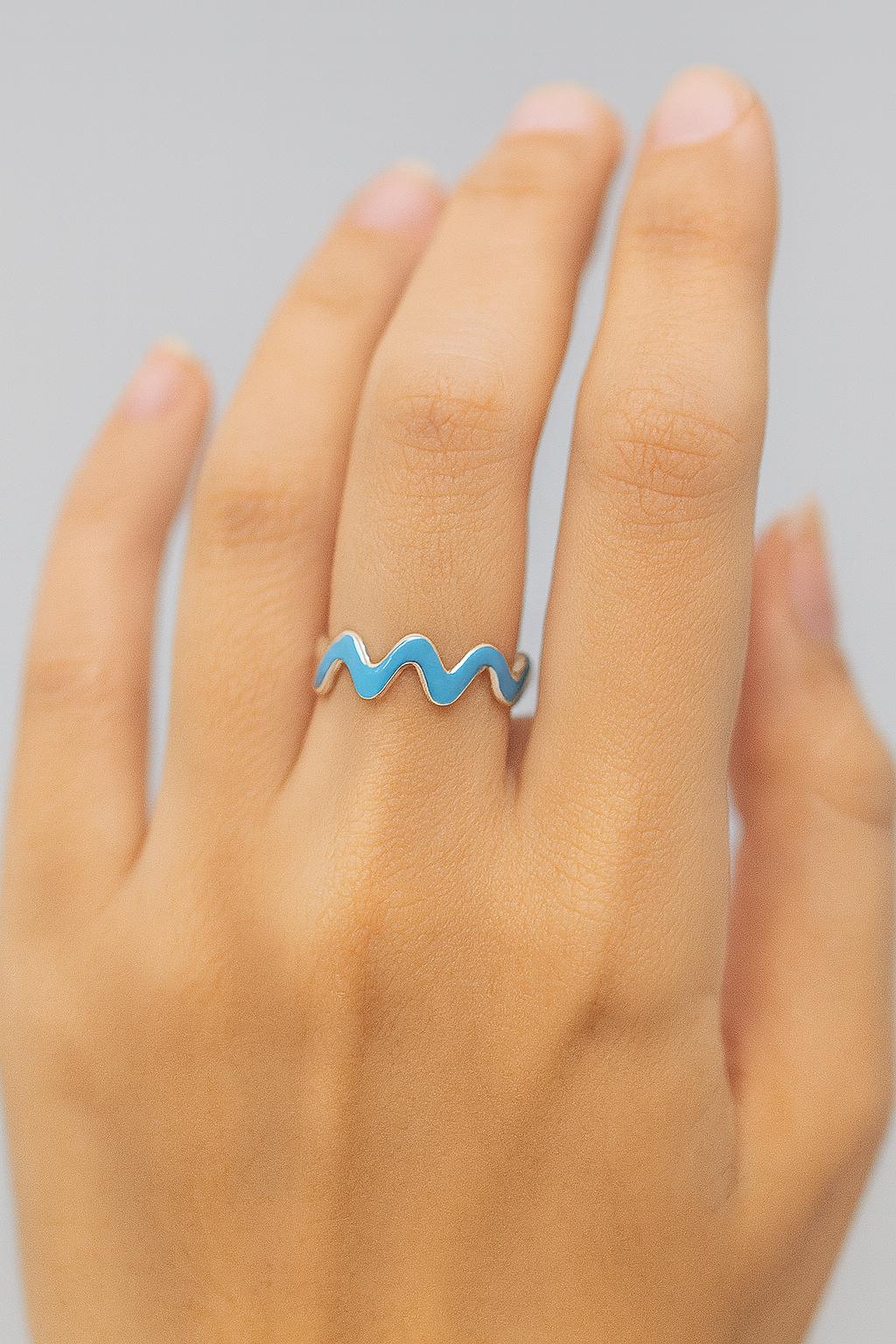 Sterling Silver Wave Enamel Ring