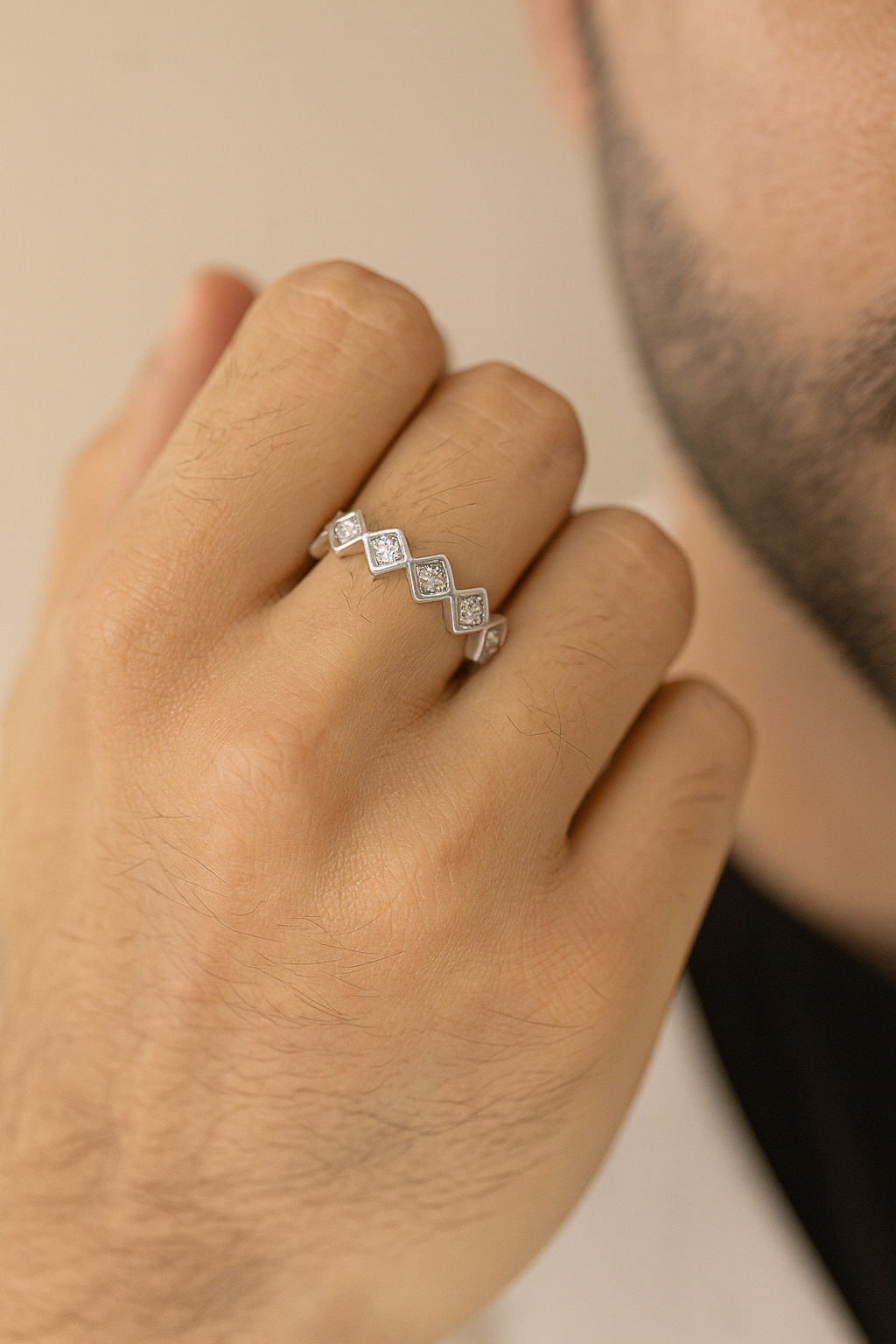 Sterling Silver Chevron Eternity Band Ring