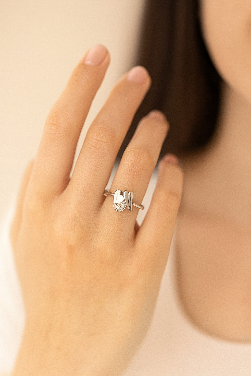 Sterling Silver Dual Heart Ring