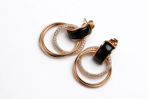 Rose Gold Triple Hoop Earrings - Miora