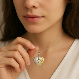 Dual Tone Drip Heart Pendant Necklace - Miora
