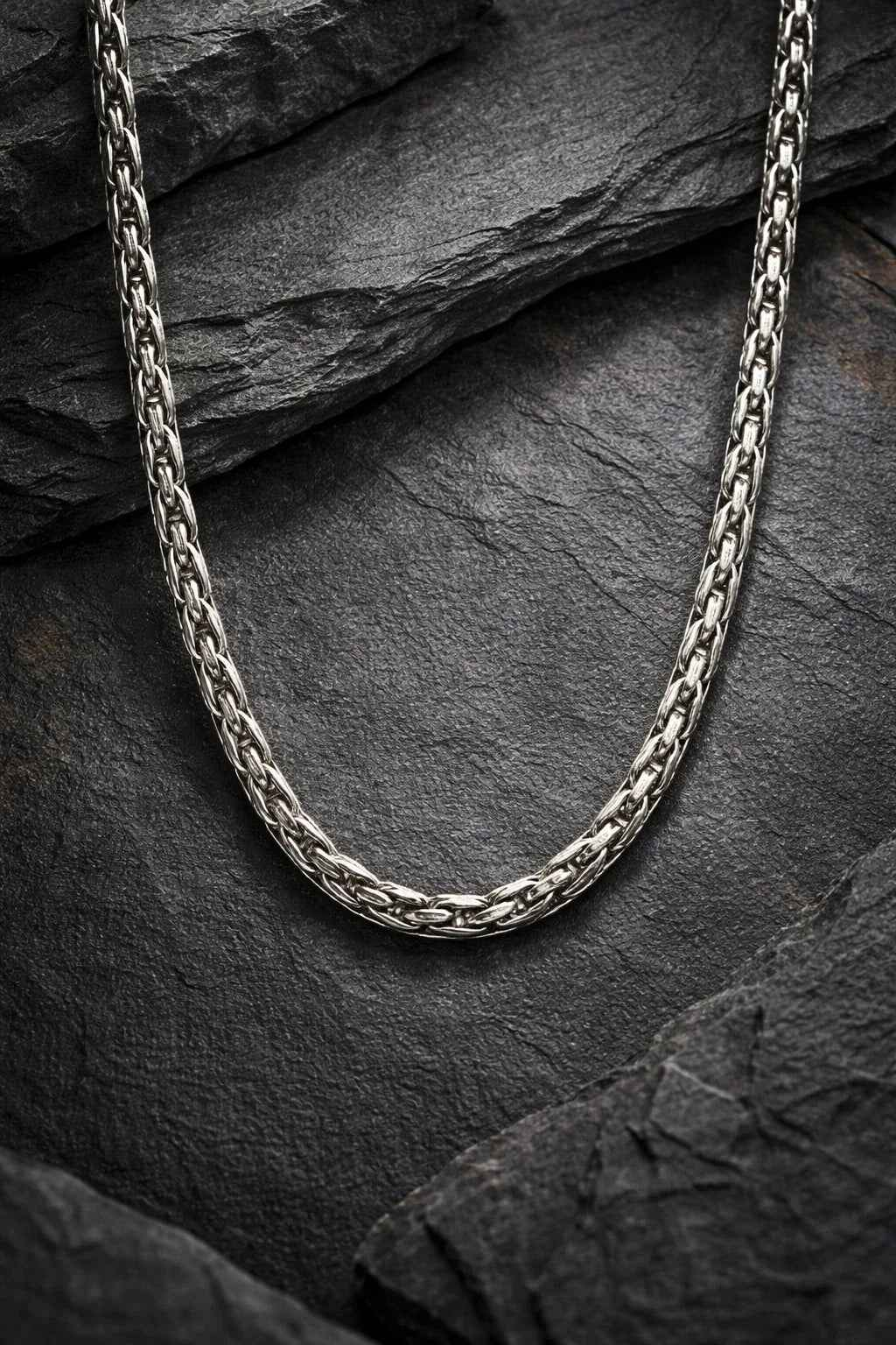 Oxidized Tribal Pattern Chain Necklace | Sterling Silver