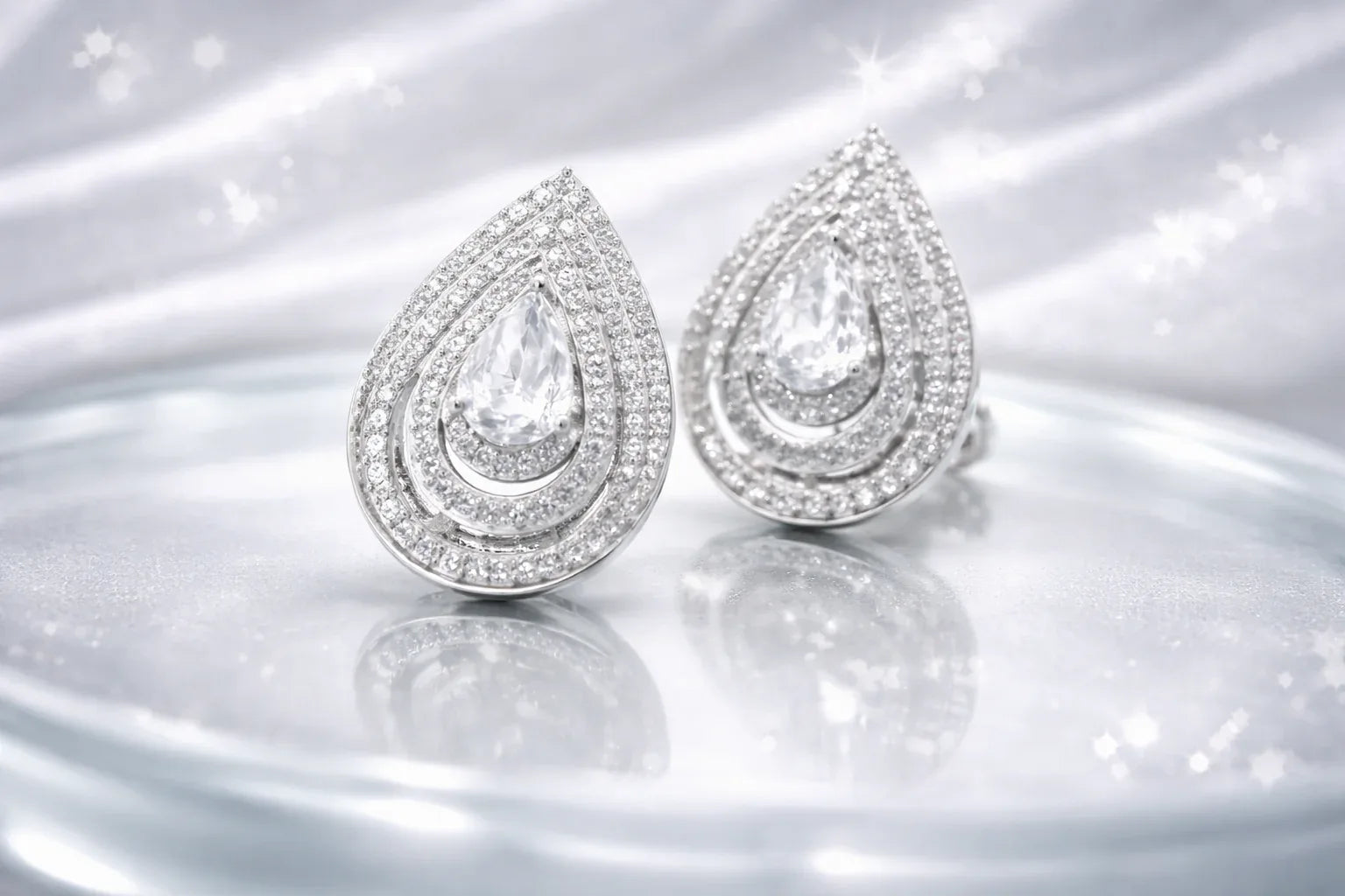 Pear Drop Halo Earrings - Miora
