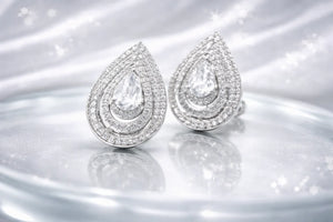 Pear Drop Halo Earrings - Miora