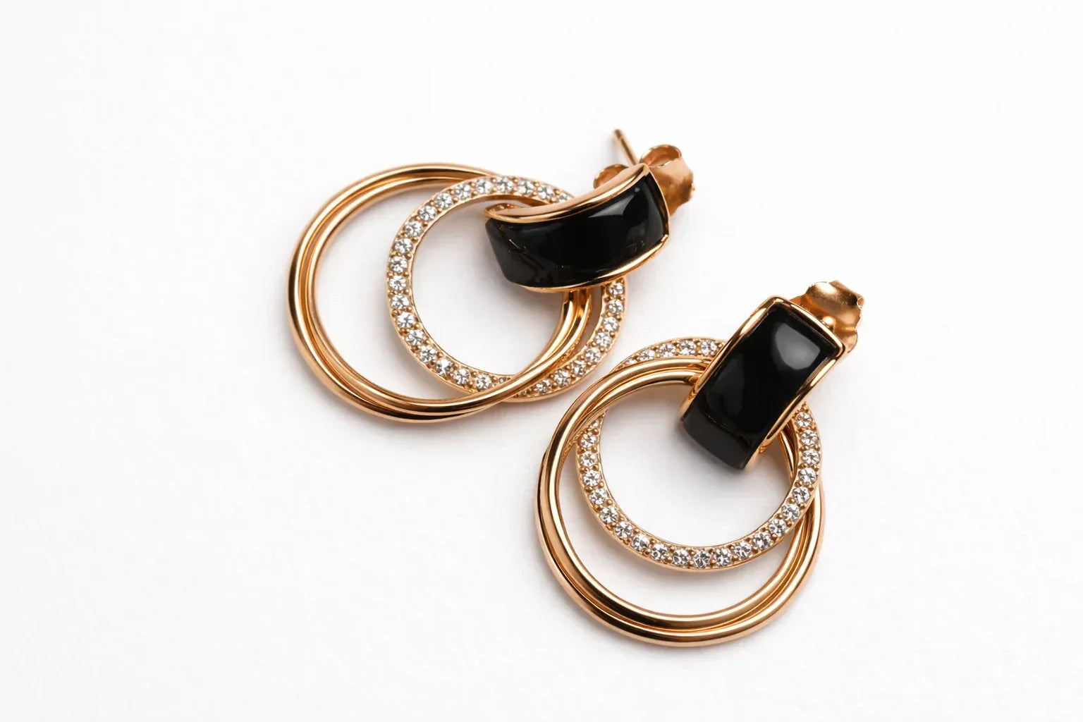 Rose Gold Triple Hoop Earrings - Miora