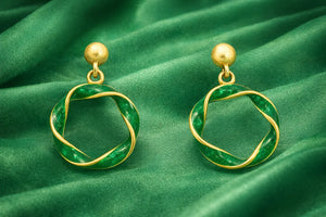 Emerald Twist Drop Earrings - Miora