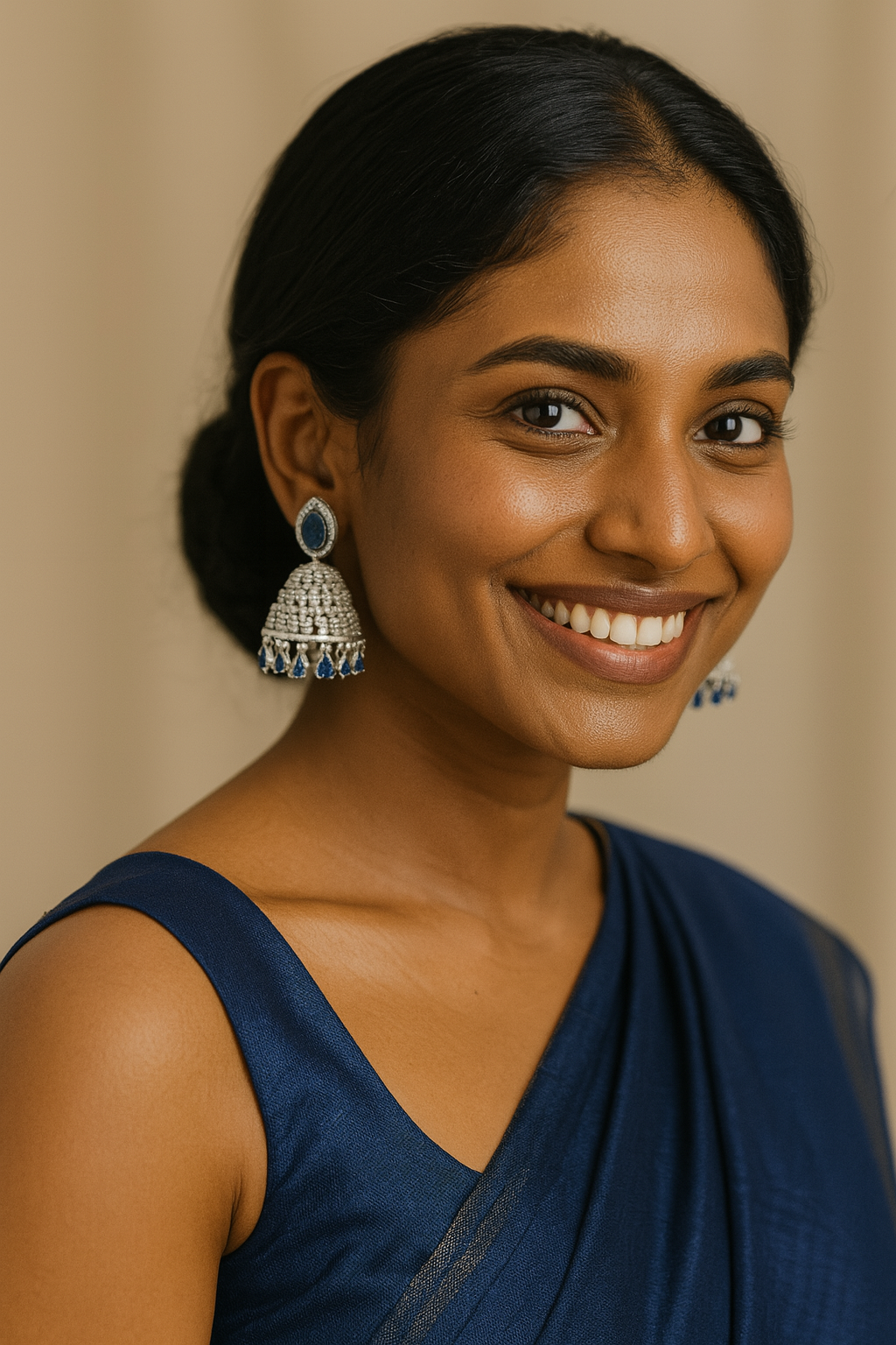 Blue Stone Jhumka Earrings