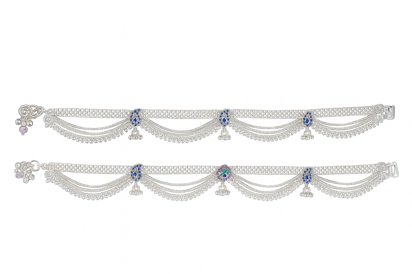 Sterling Silver Royal Peacock Charm Anklets