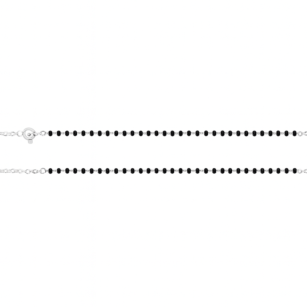 Sterling Silver Minimal Black Beads Mangalsutra Anklets