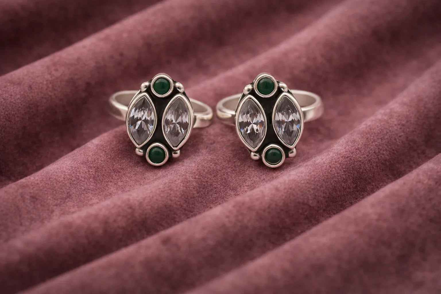 Dual Stone Adjustable Toe Rings