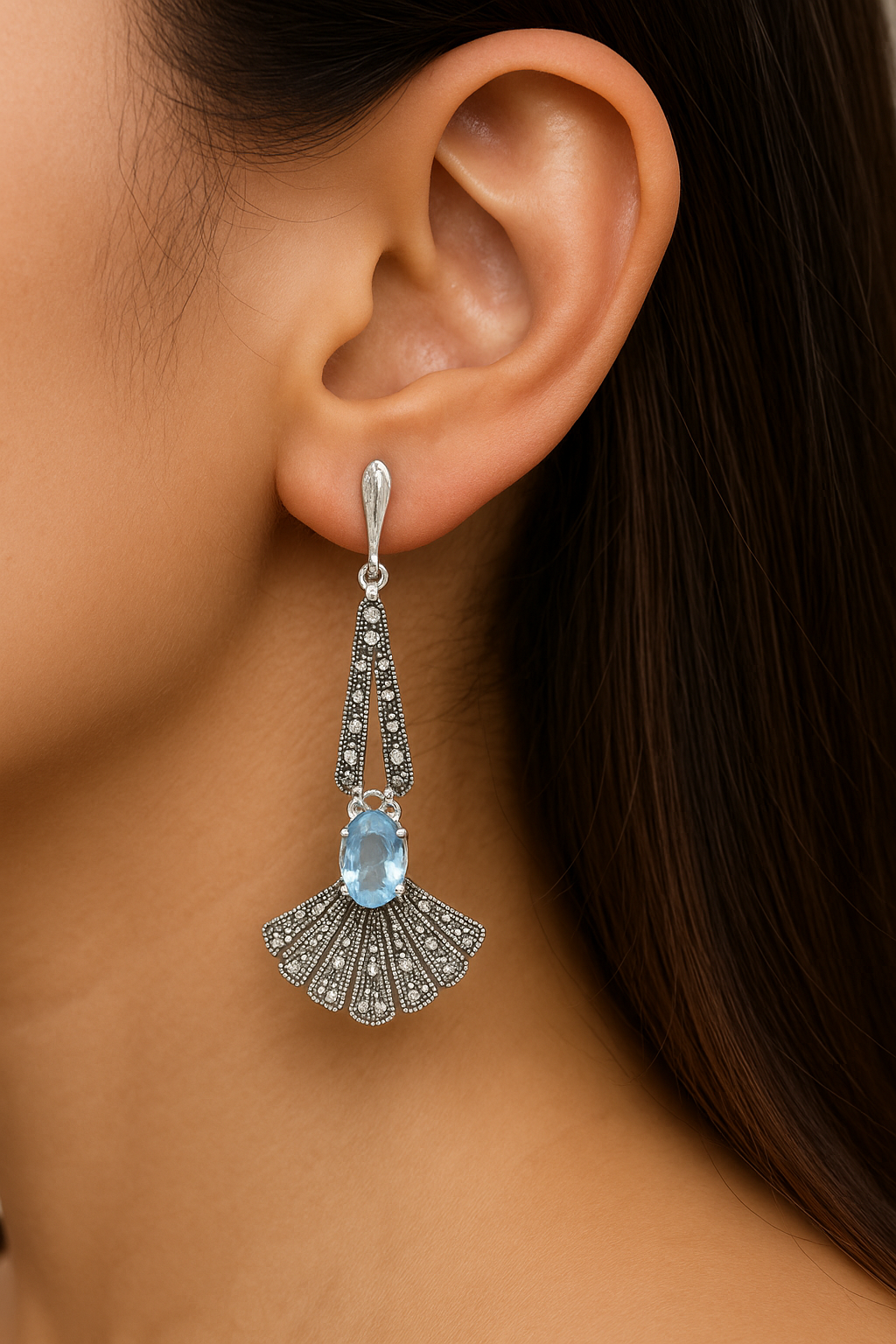 Blue Stone Drop Earrings