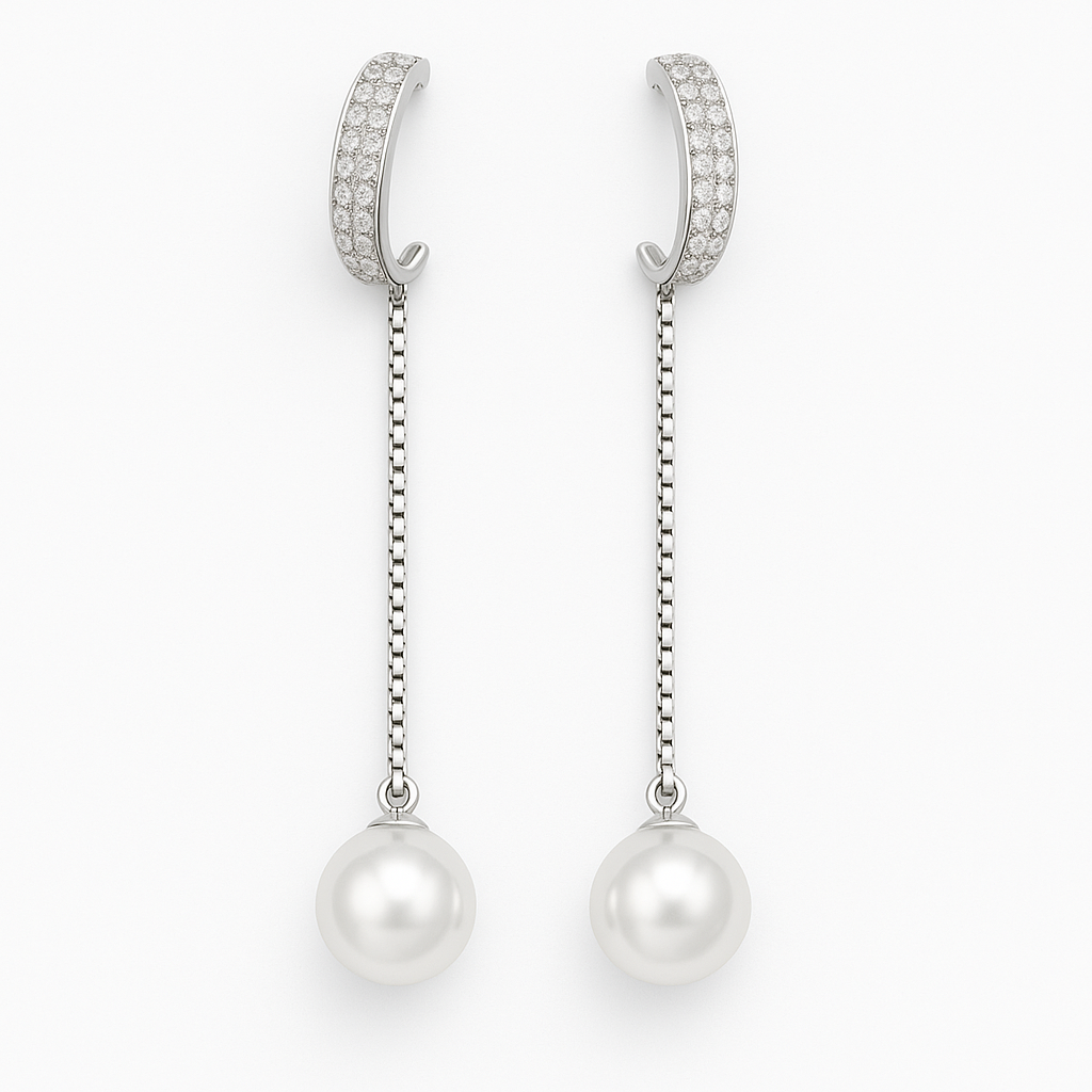 Elegant Pearl Drop Earrings with Crystal Detail