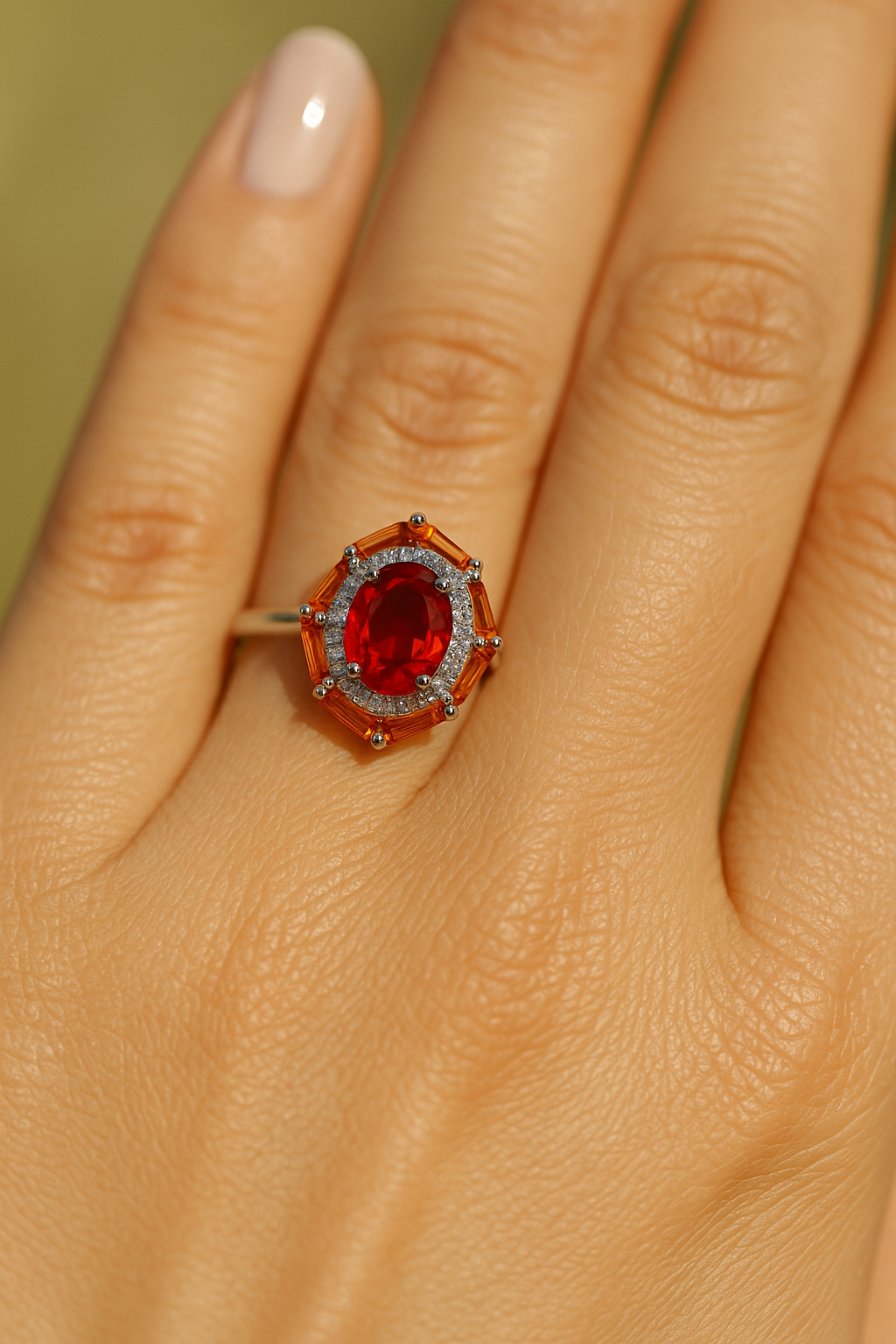 Flame Radiance Oval Ring