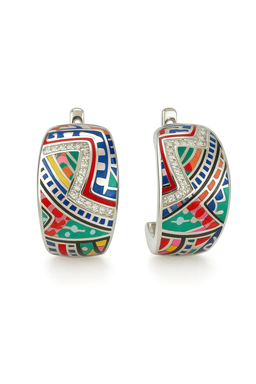Enamel Geometric Earrings - Miora