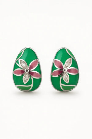 Enamel Floral Earrings - Miora