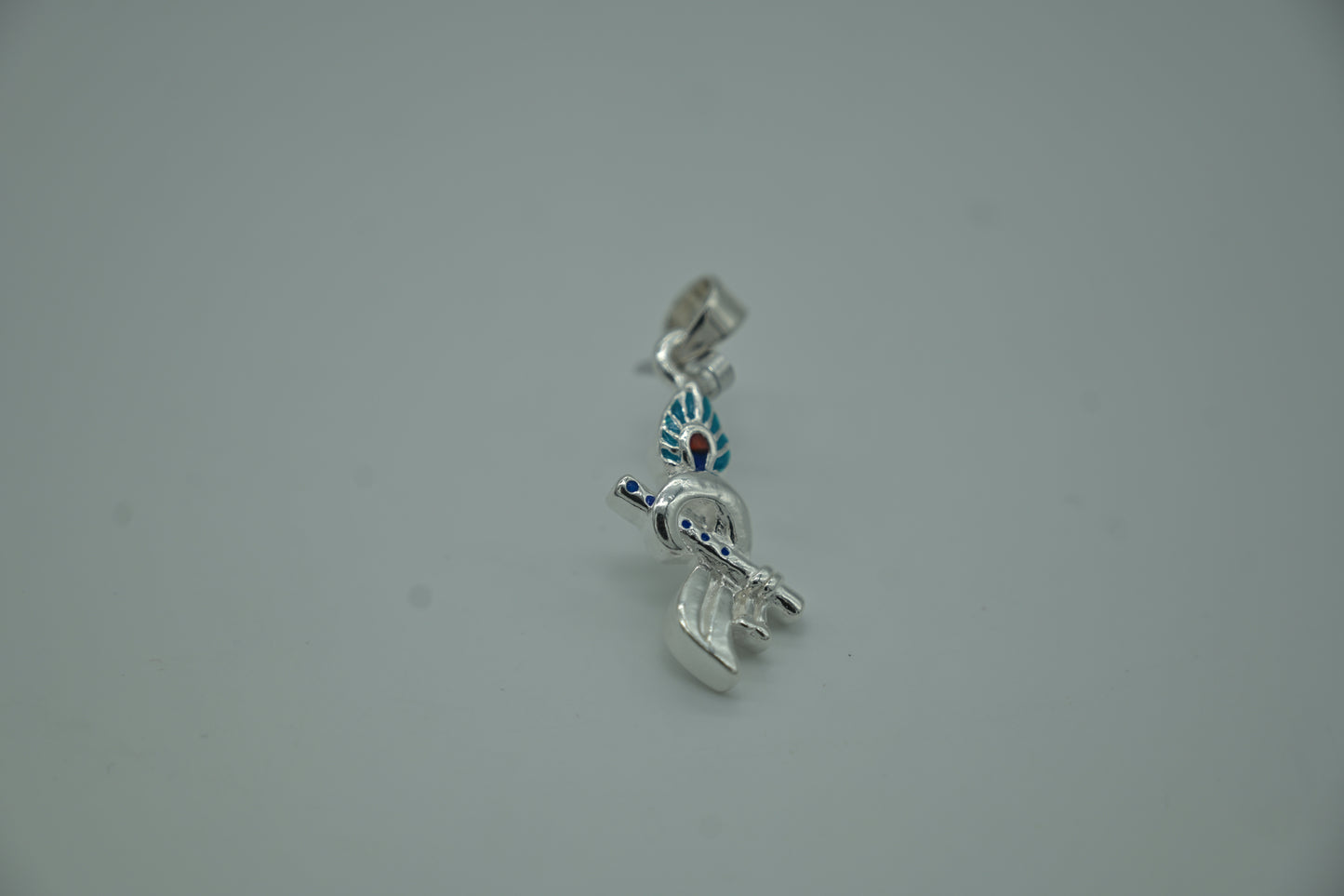 Sterling Silver Murli & Peacock Feather Pendant