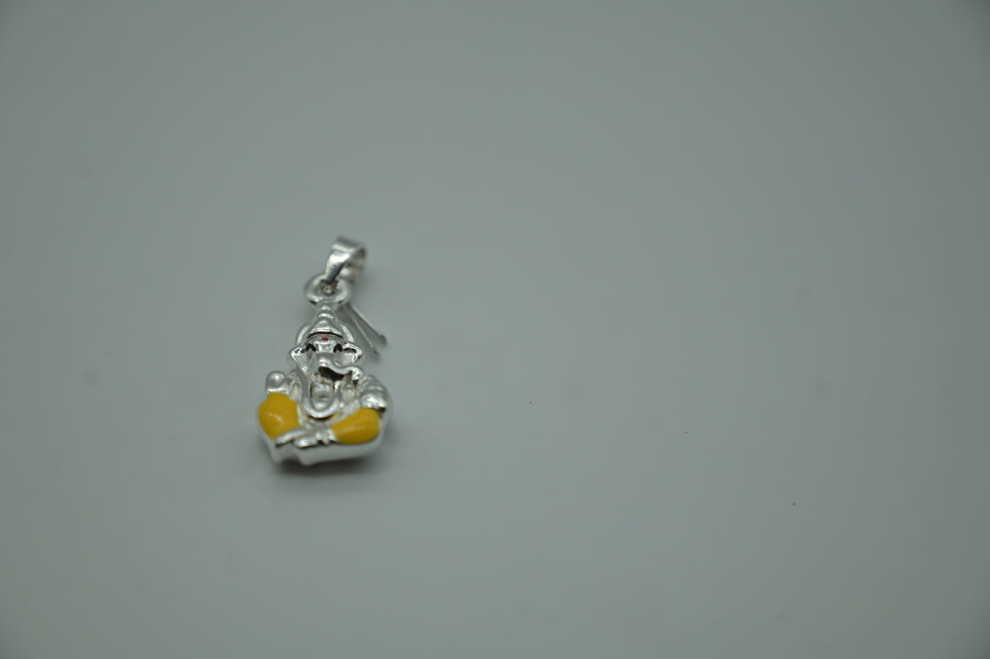 Sterling Silver Lord Ganesha Pendant with Yellow Enamel Accents