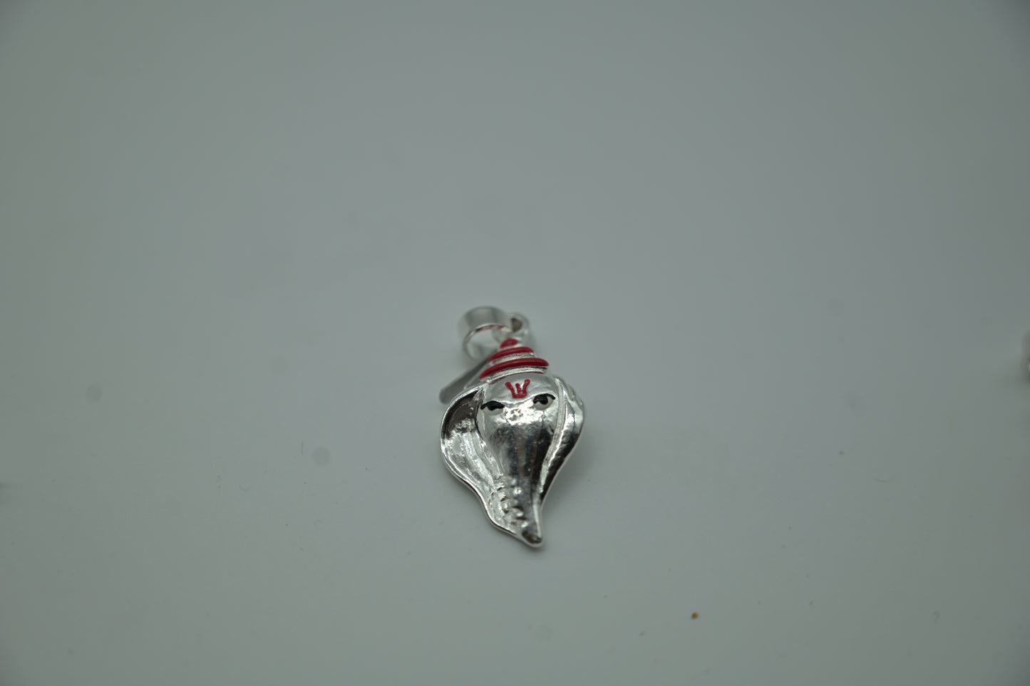 Sterling Silver Shivling Cobra Pendant with Red Enamel Detailing