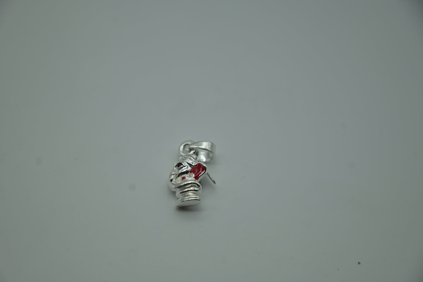 Sterling Silver Boxer Glove Pendant with Red Enamel Accent